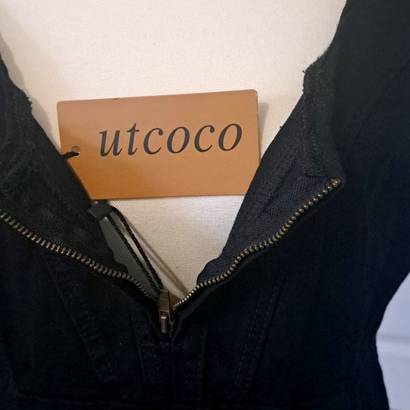 Utcoco Denim Dress Sleeveless Side Slit, Zipper, Bodycon Midi Jean Large NWT - Picture 7 of 11